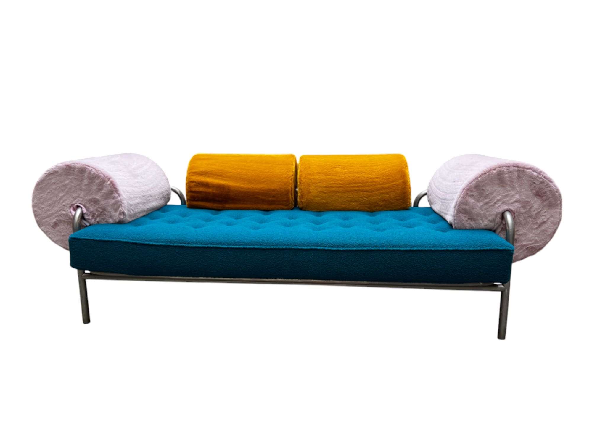 Canapé GAE AULENTI « One Off » – Design italien 1970, métal chromé et velours