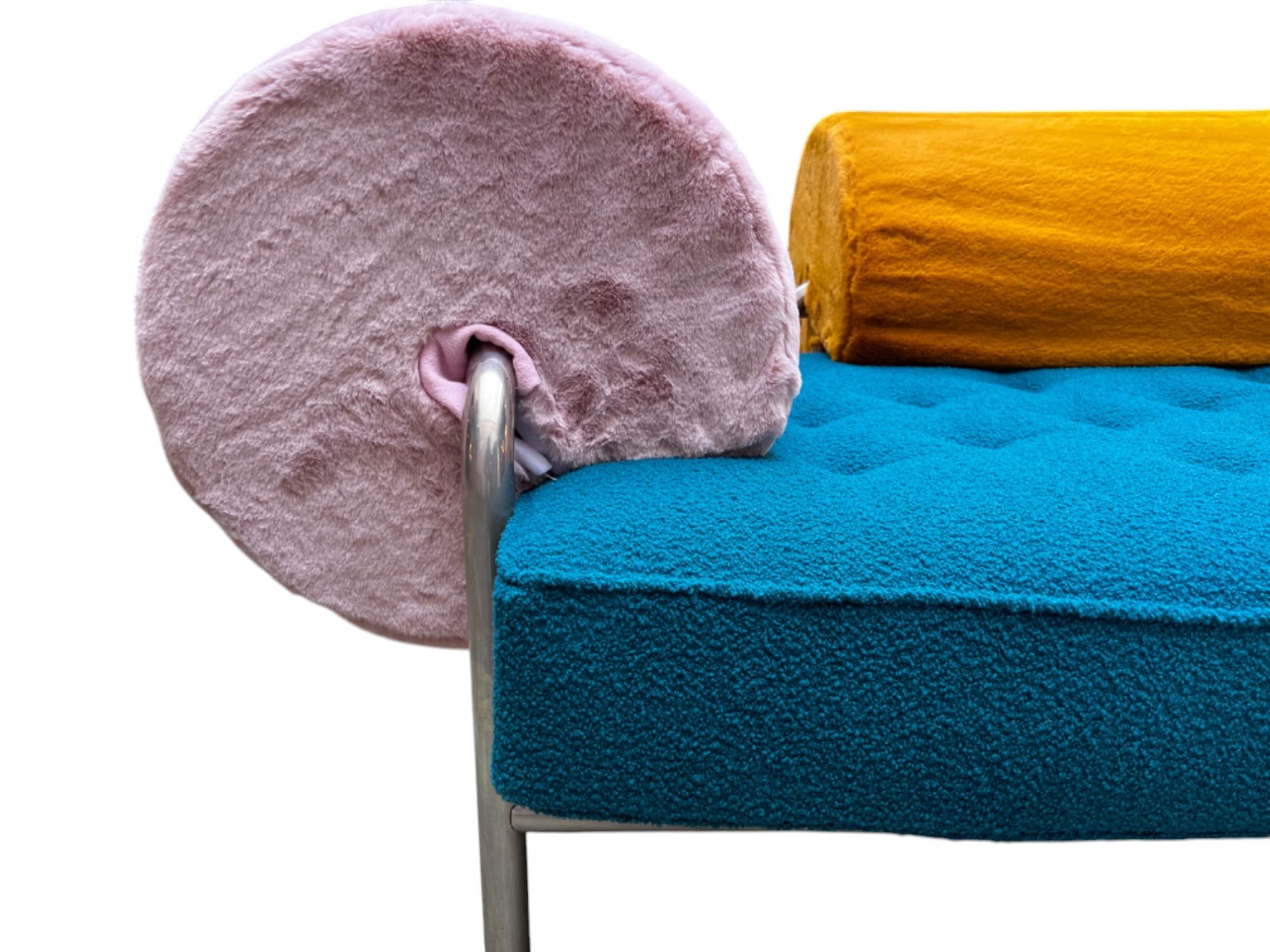 Canapé GAE AULENTI « One Off » – Design italien 1970, métal chromé et velours
