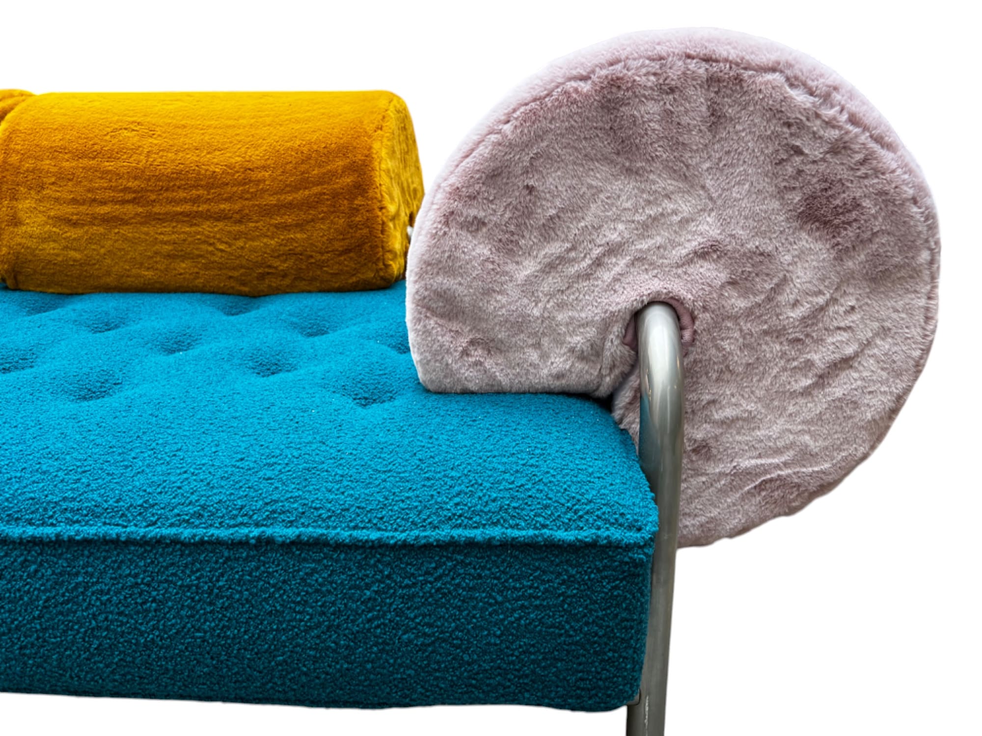 Canapé GAE AULENTI « One Off » – Design italien 1970, métal chromé et velours