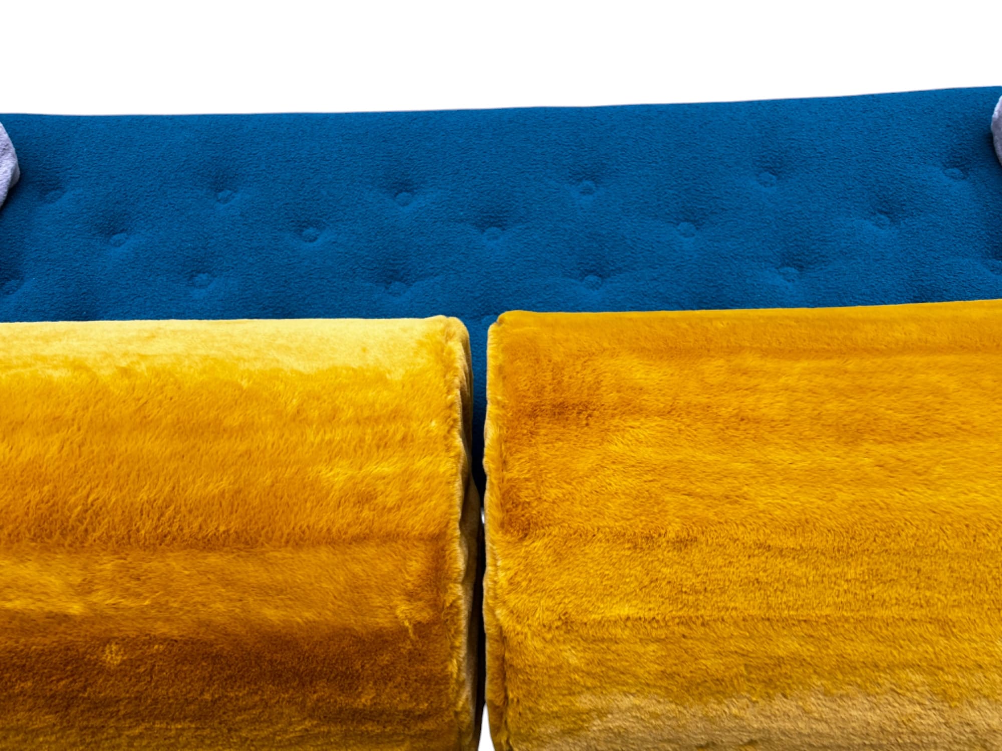 Canapé GAE AULENTI « One Off » – Design italien 1970, métal chromé et velours