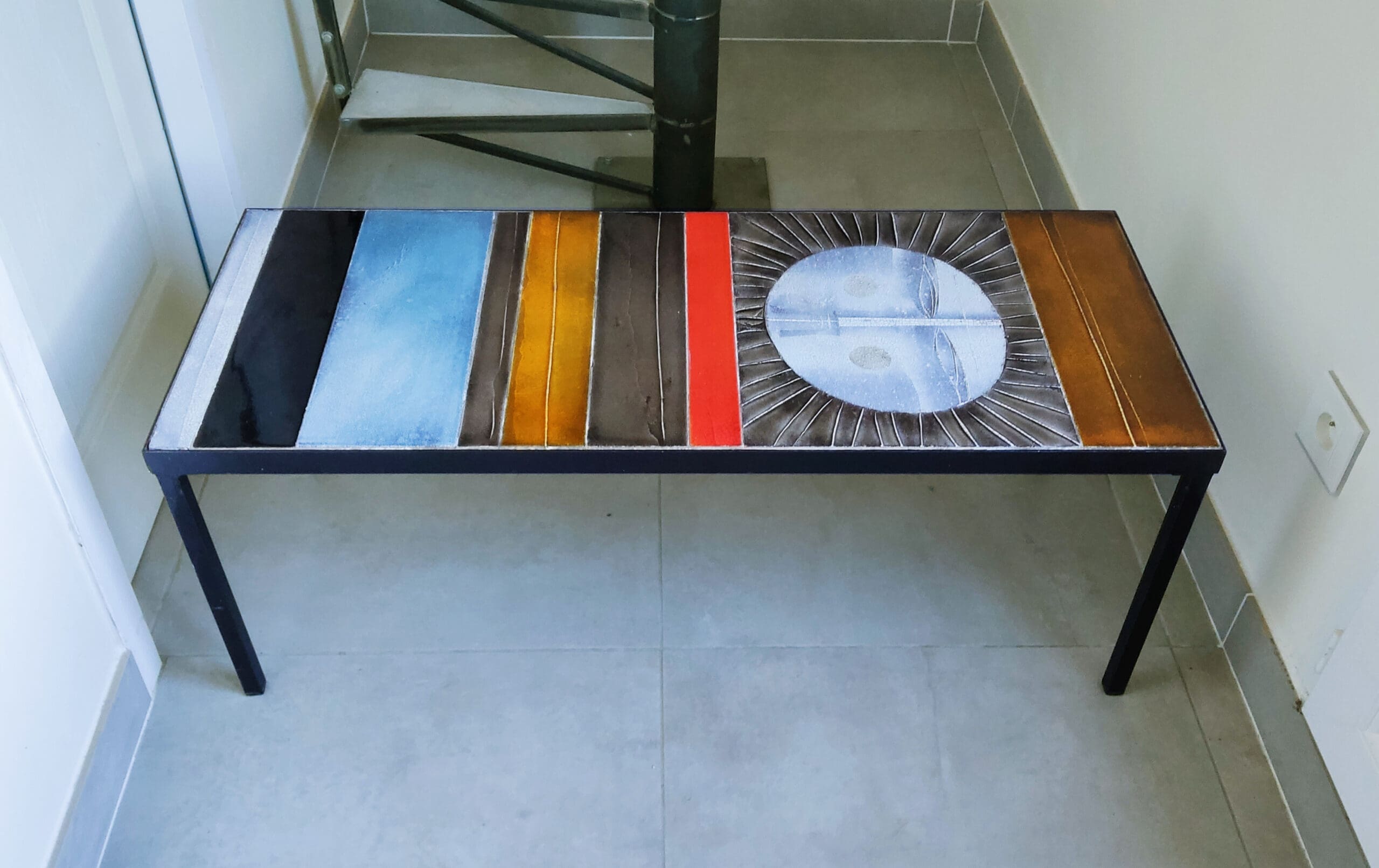 Table basse « Soleil » Roger Capron – Céramique et métal (1975)