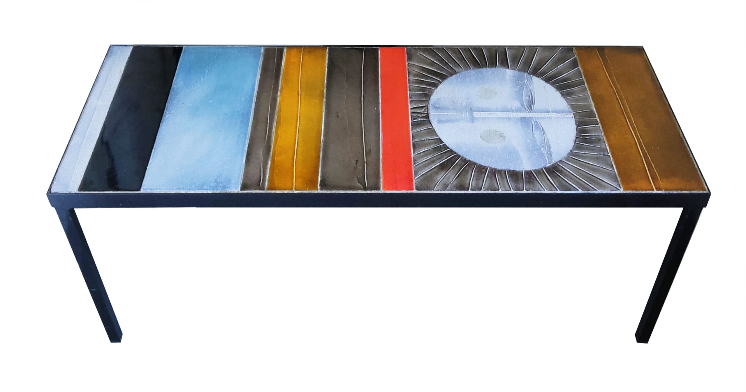 Table basse « Soleil » Roger Capron – Céramique et métal (1975)