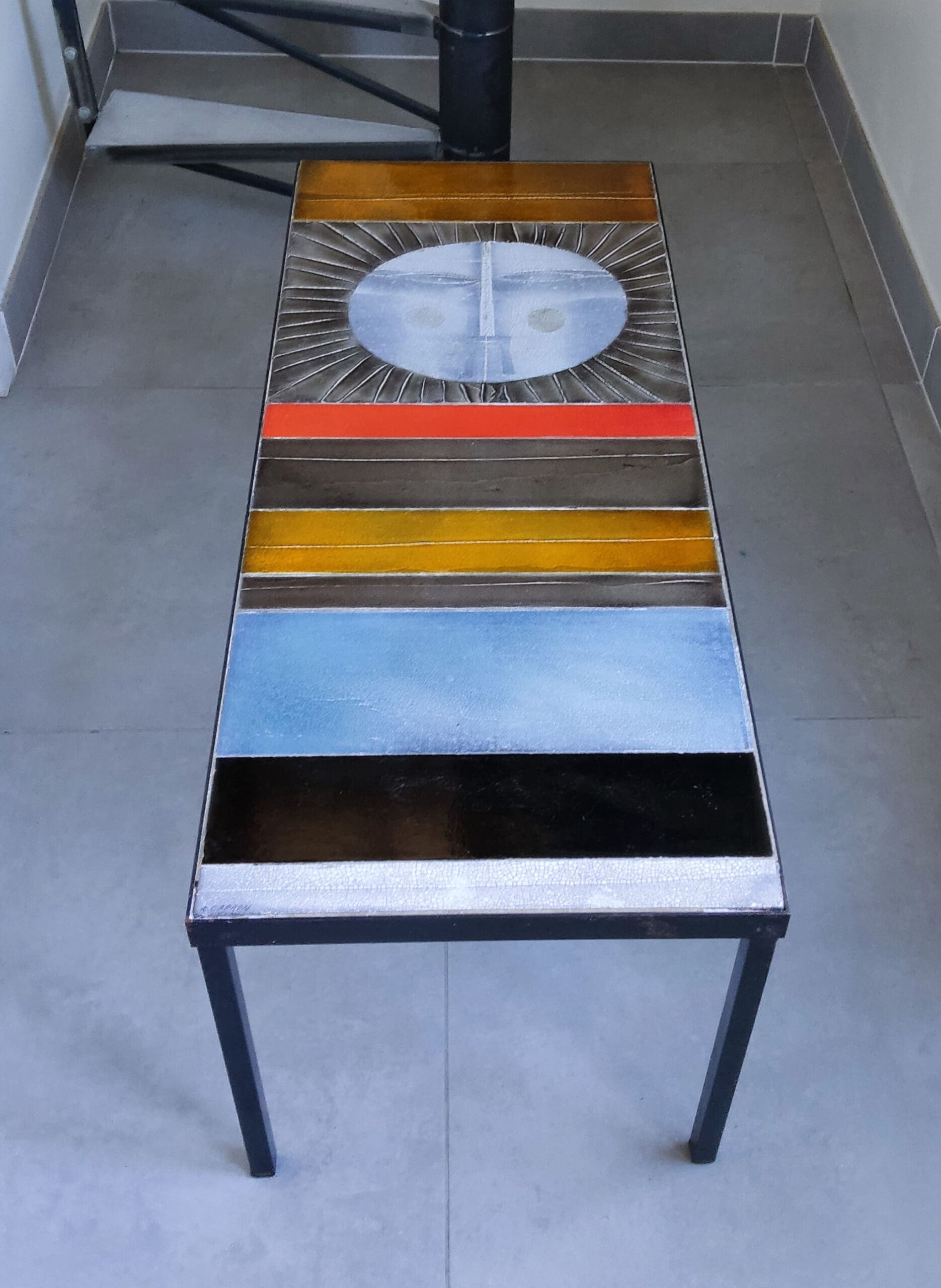 Table basse « Soleil » Roger Capron – Céramique et métal (1975)