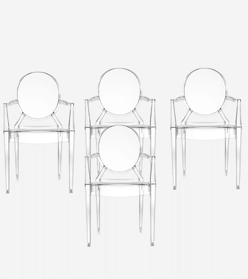 Lot de 4 chaises Louis Ghost Starck – Édition Kartell – Design iconique en polycarbonate