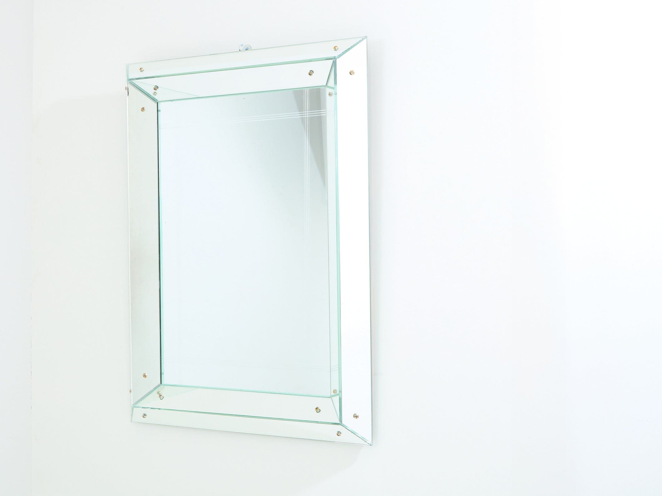 Miroir art déco à parclose Jacques Adnet, glace bombée, 1947