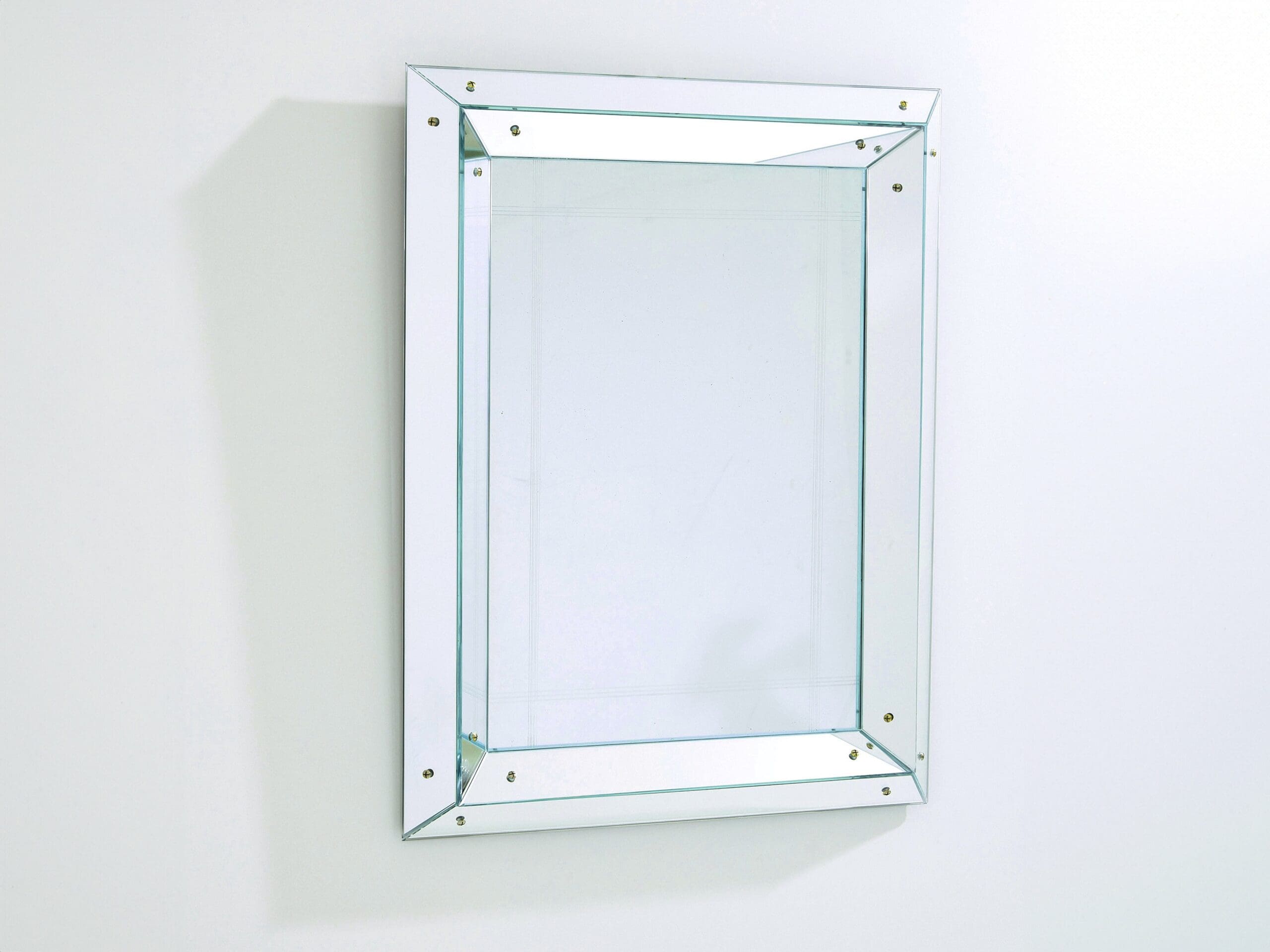 Miroir art déco à parclose Jacques Adnet, glace bombée, 1947