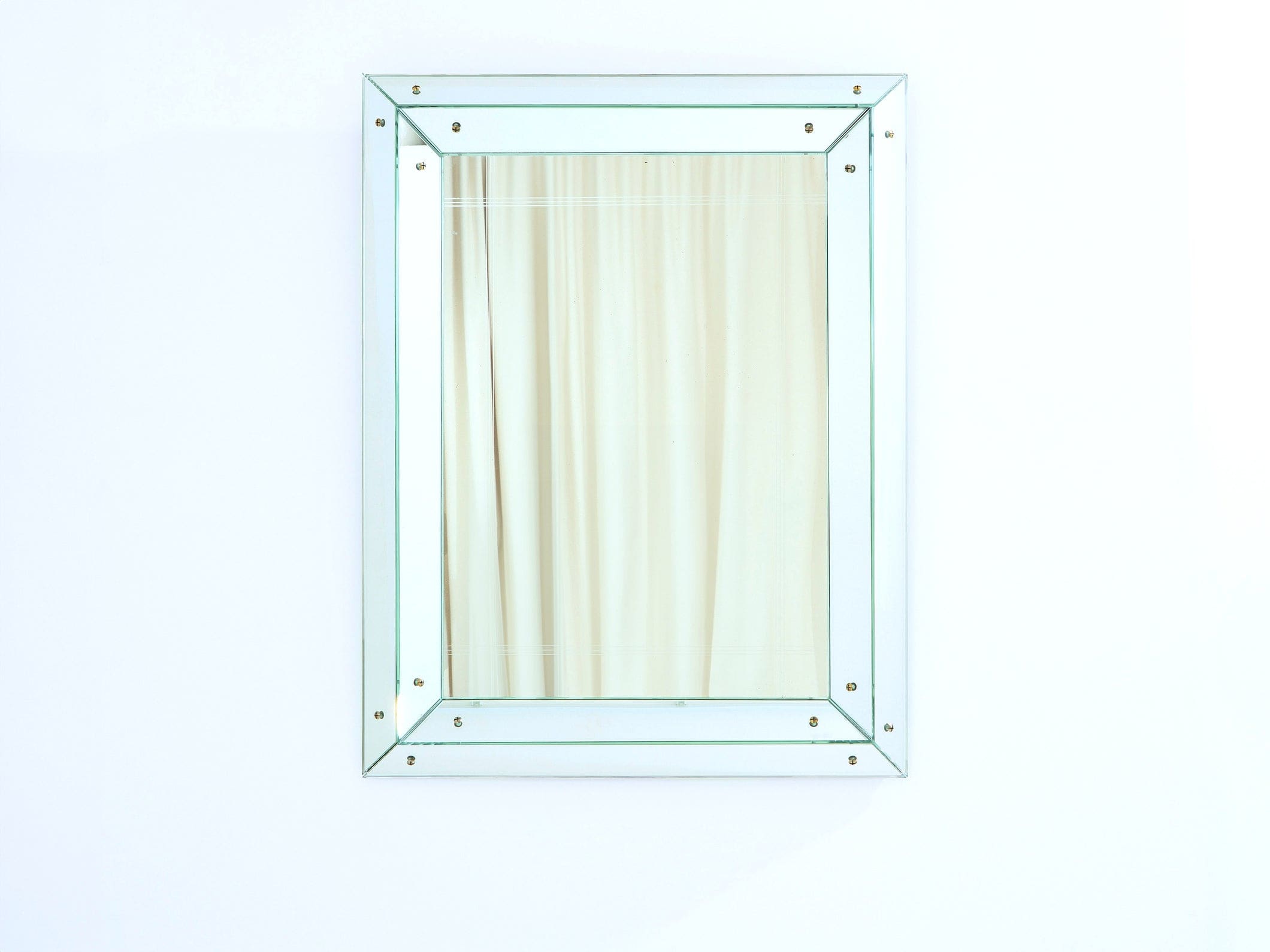 Miroir art déco à parclose Jacques Adnet, glace bombée, 1947