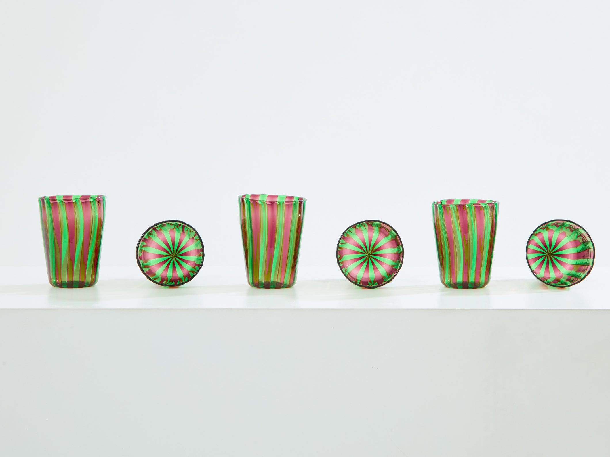 Set de 6 gobelets Murano vert et violet – Une élégance artisanale italienne