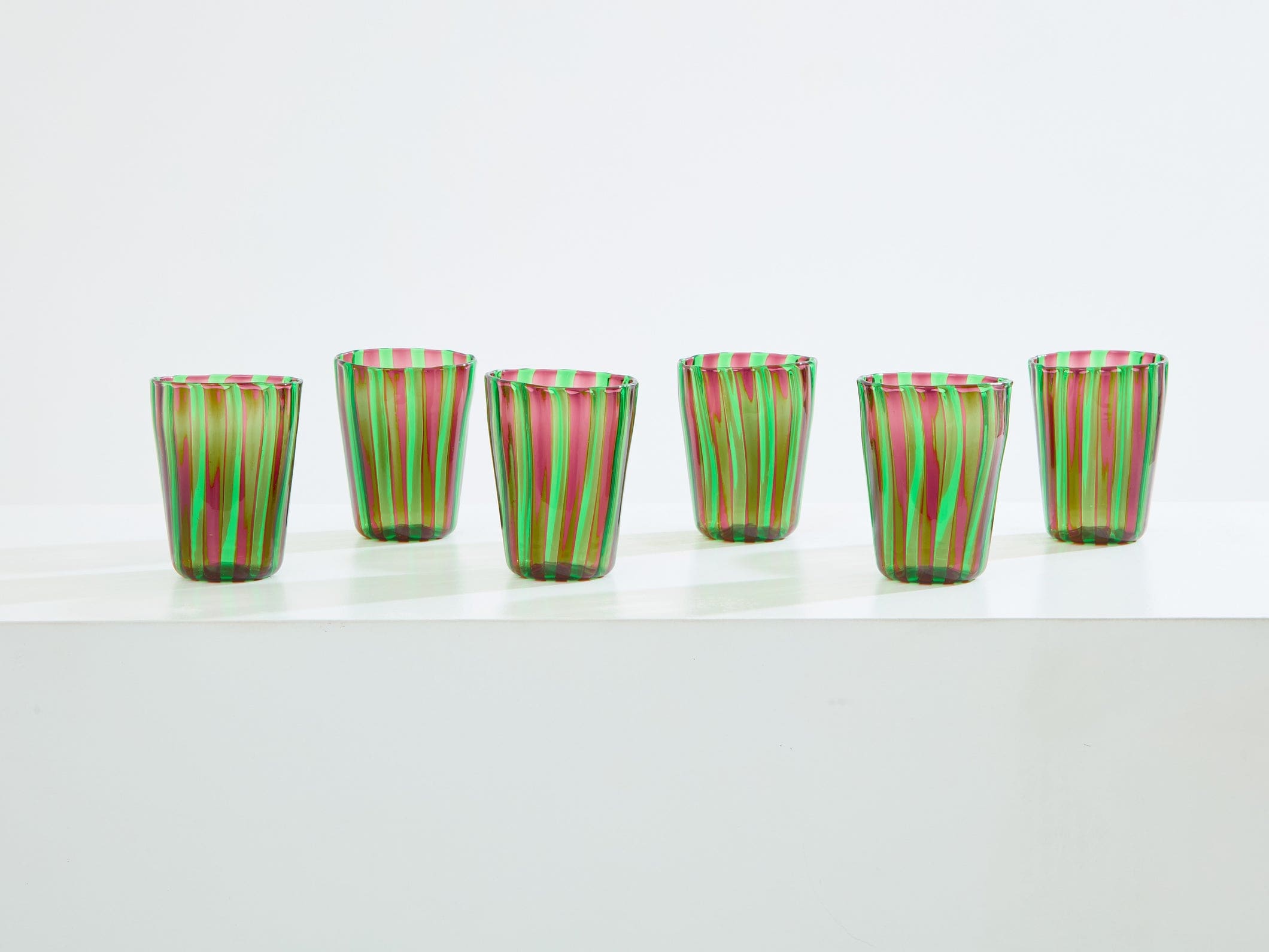 Set de 6 gobelets Murano vert et violet – Une élégance artisanale italienne