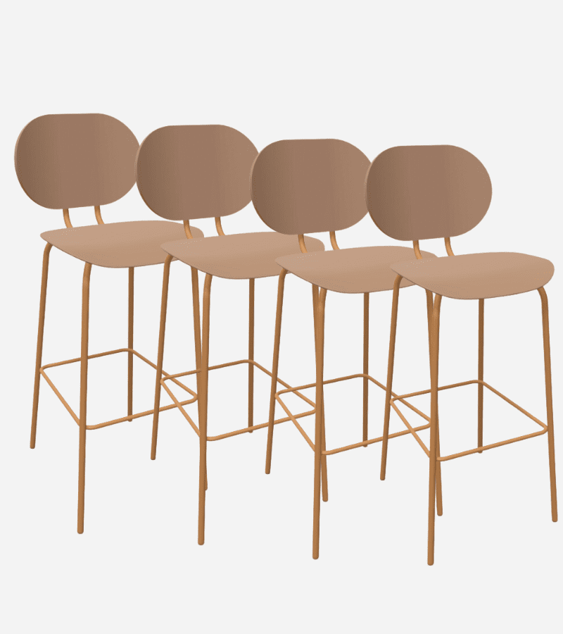 Tabouret bar Hari Ondarreta – Design minimaliste en métal et polypropylène terracotta