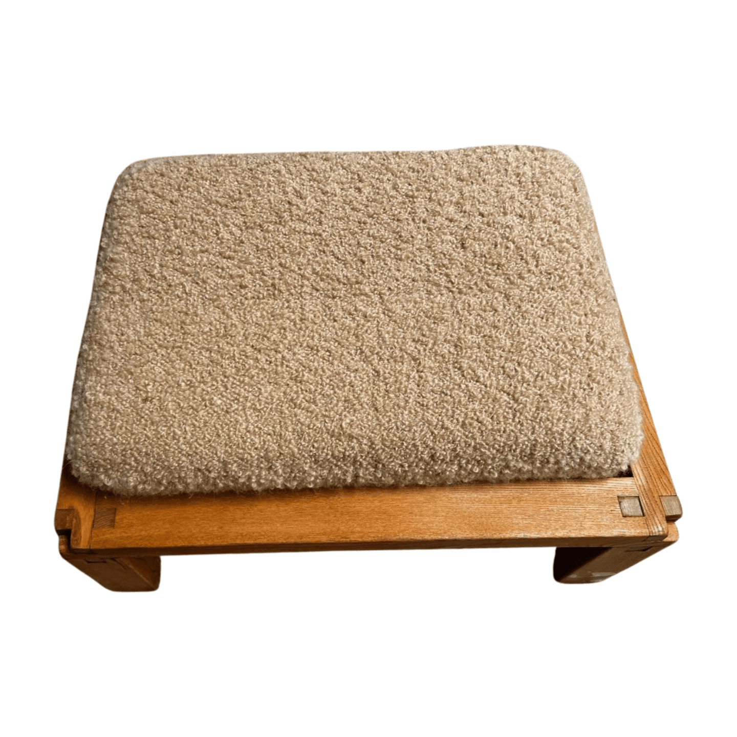 Tabourets Pierre Chapo S20R en Orme, Drap de Laine Pierre Frey