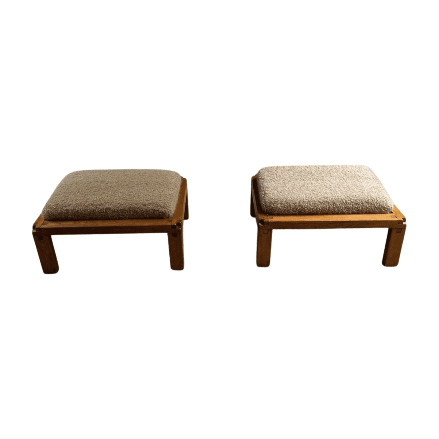 Tabourets Pierre Chapo S20R en Orme, Drap de Laine Pierre Frey