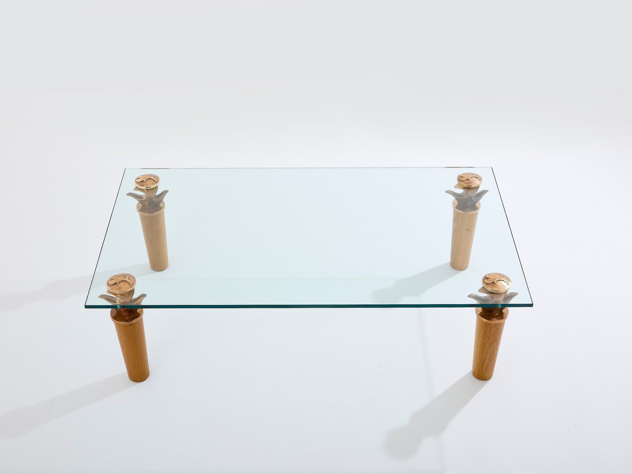 Table basse chêne massif et bronze modèle Concerto signée Garouste & Bonetti, 1995
