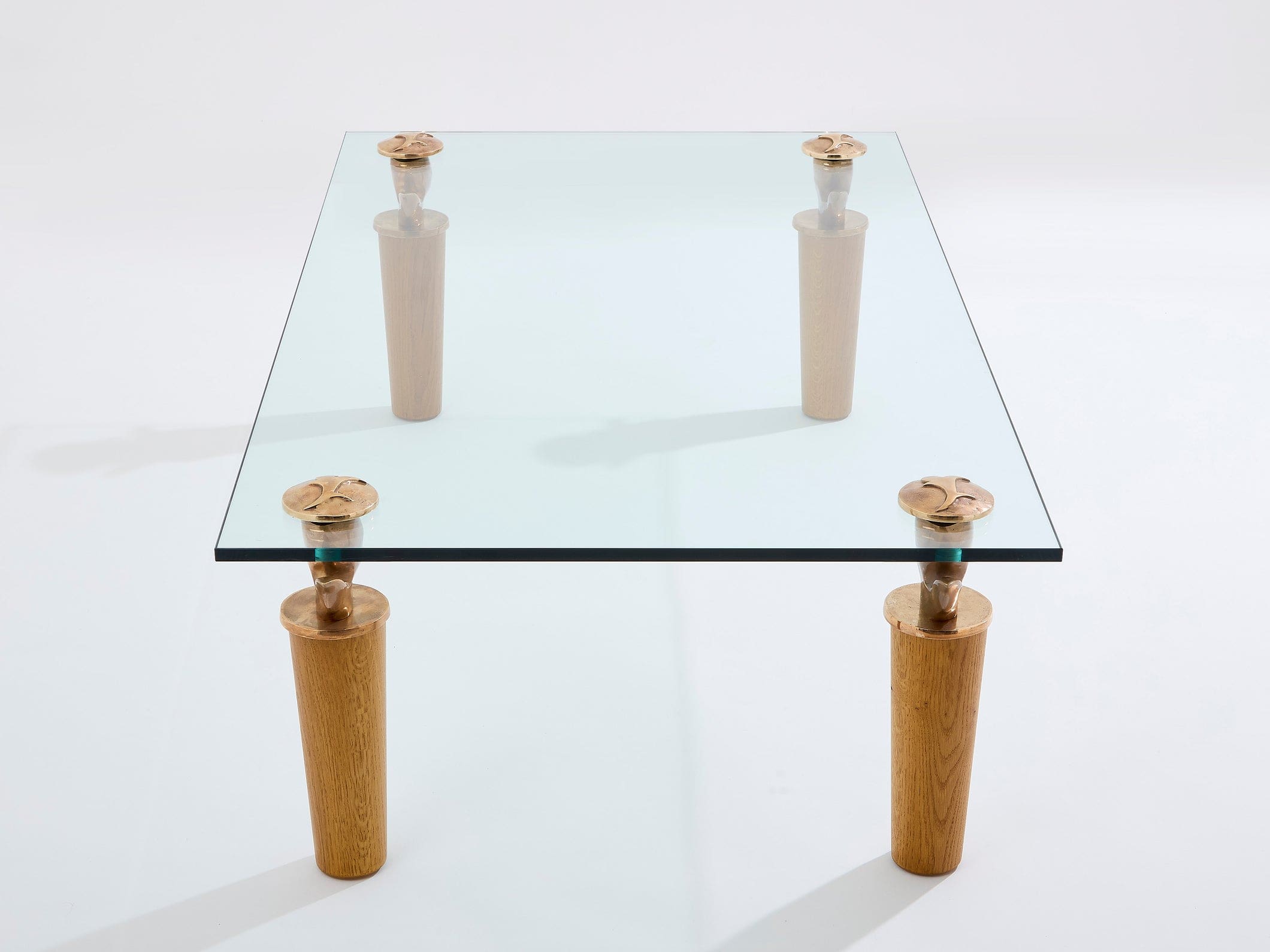 Table basse chêne massif et bronze modèle Concerto signée Garouste & Bonetti, 1995