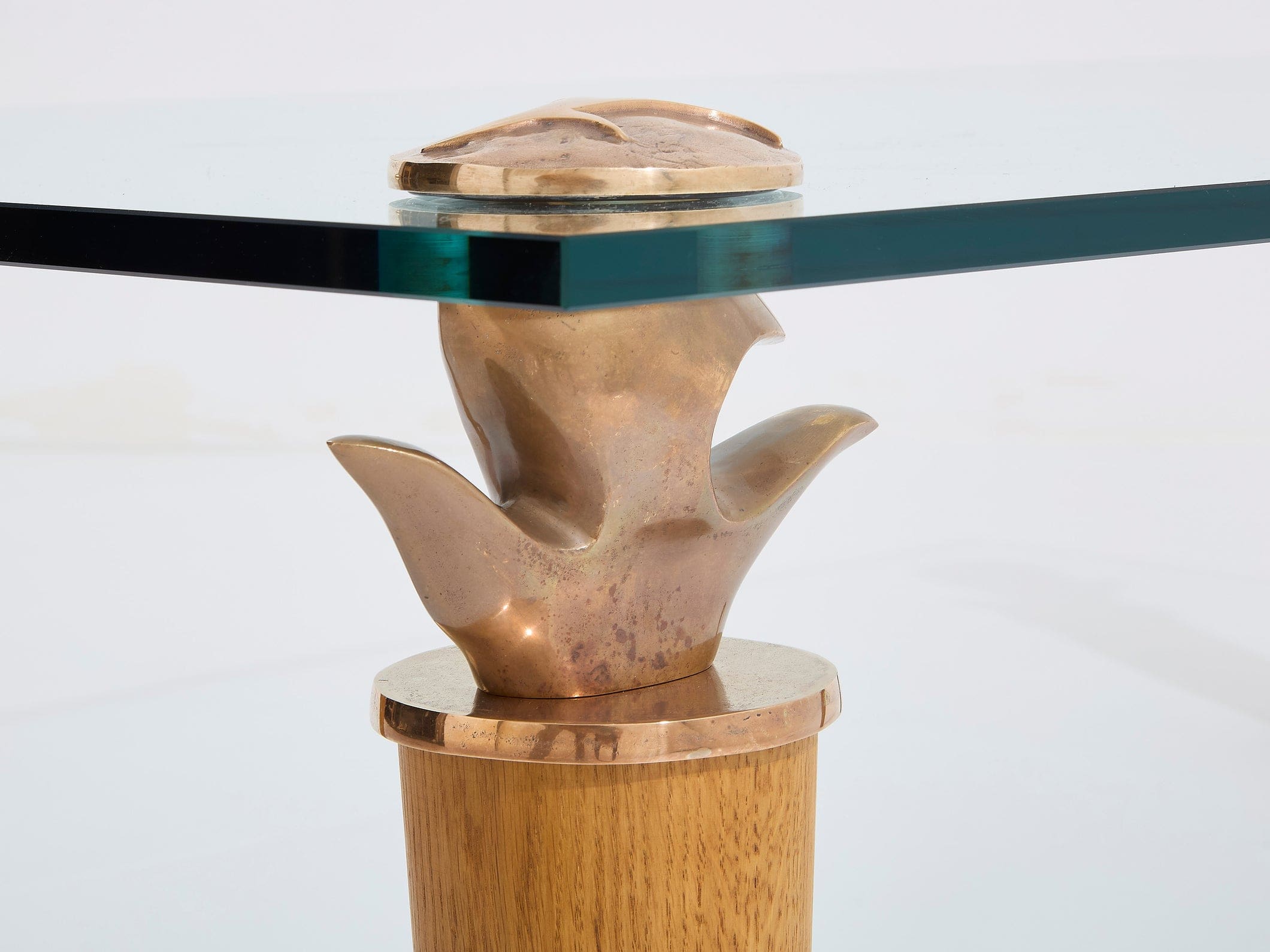 Table basse chêne massif et bronze modèle Concerto signée Garouste & Bonetti, 1995
