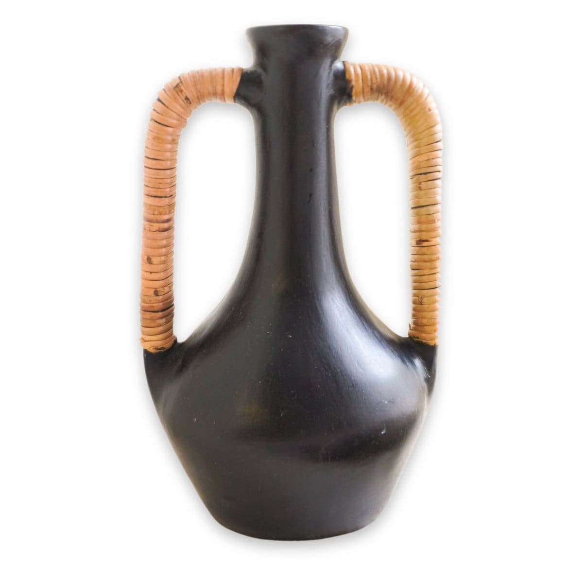 Vase en argile noire pour fleurs séchées – Forme antique et finitions artisanales de Java