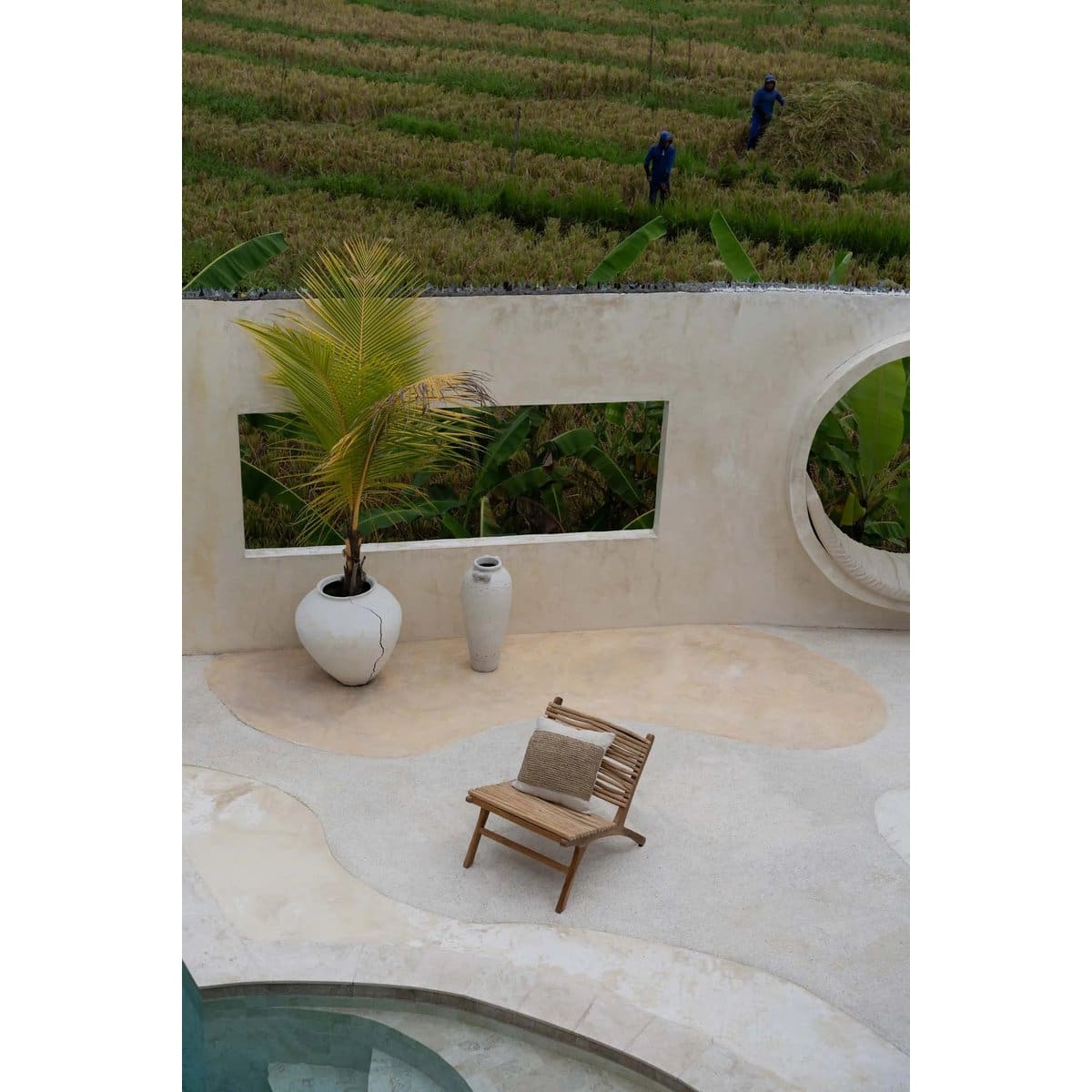 Fauteuil lounge naturel – Teck sculpté à la main, esprit bord de mer