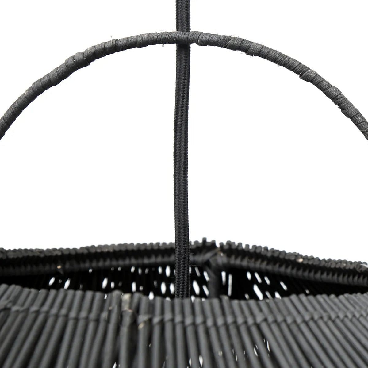 Lampe à suspension en rotin noir – The Cloud, sculpture lumineuse XXL faite main
