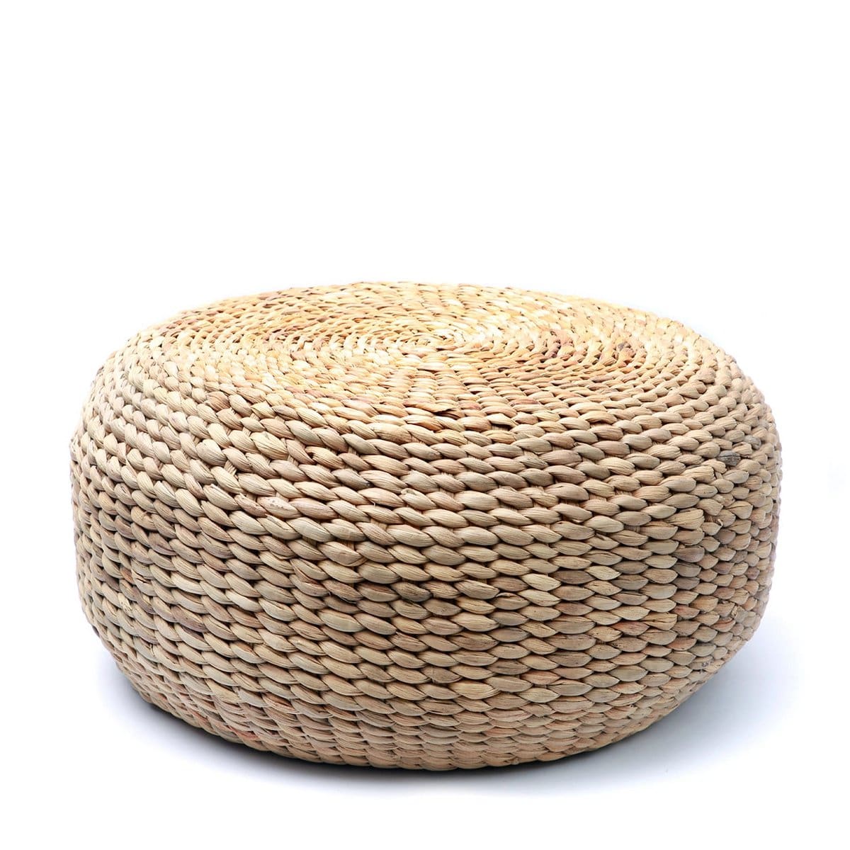 Pouf Naturel Contemporain – Tressage en jacinthe d’eau (création neuve) taille M
