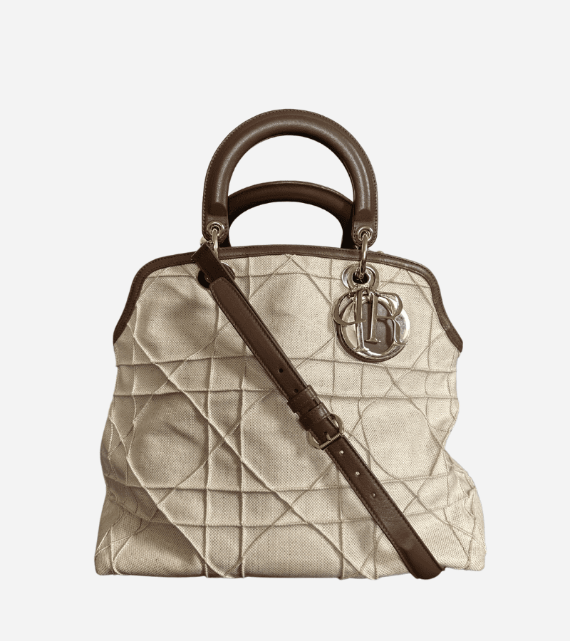 Christian Dior Granville en Cuir, Python et Toile Enduite – Sac Vintage d’Exception