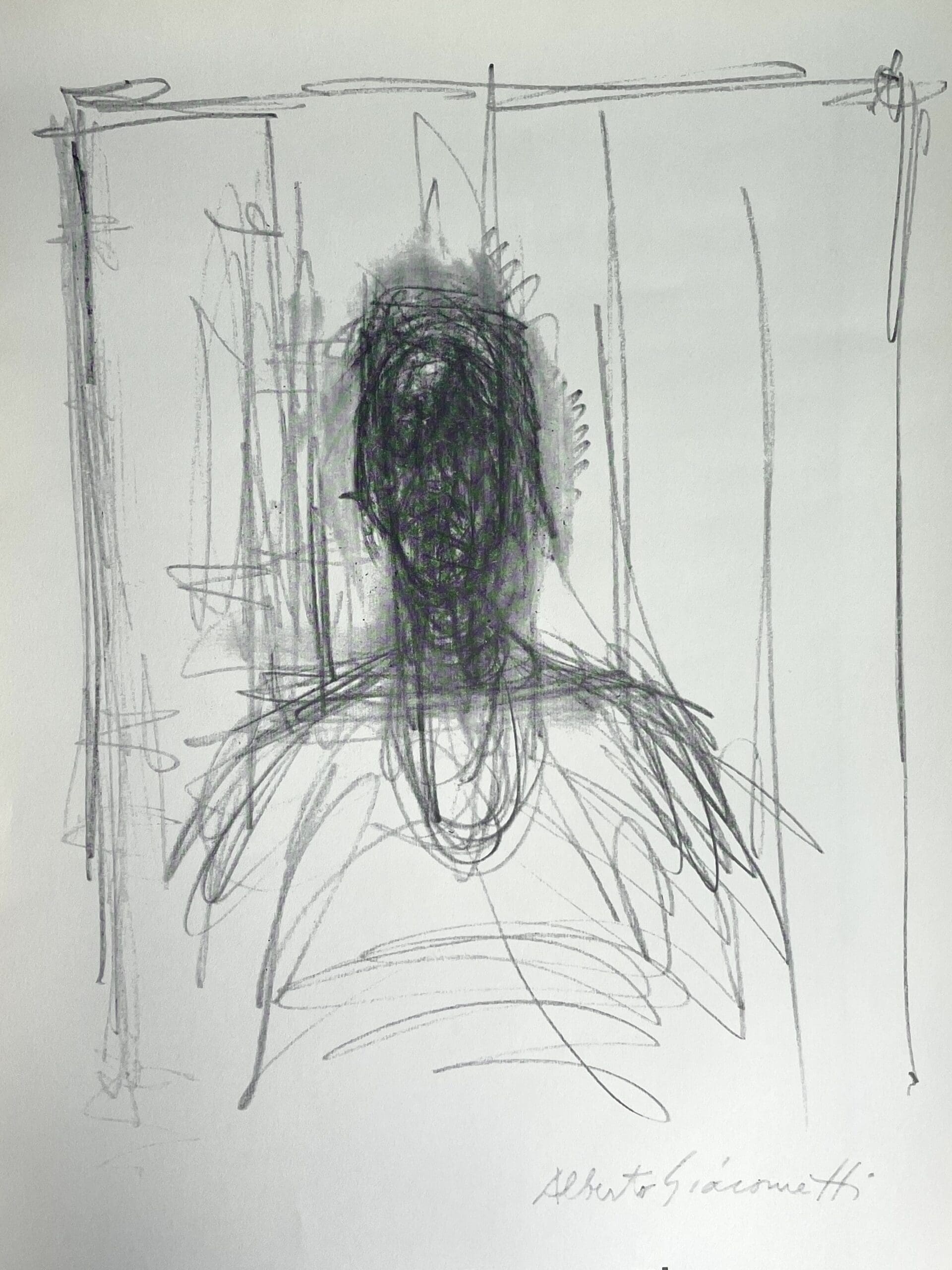 Affiche originale vintage Alberto Giacometti – Dessins, Galerie Claude Bernard (1975)
