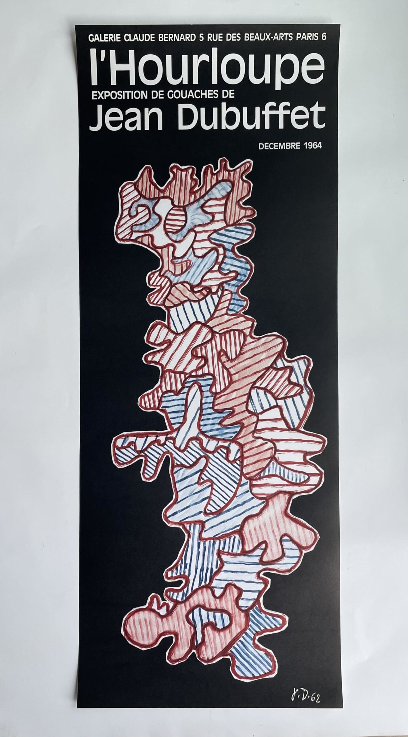 Affiche originale vintage Jean Dubuffet – Hourloupe, Galerie Claude Bernard (1964)