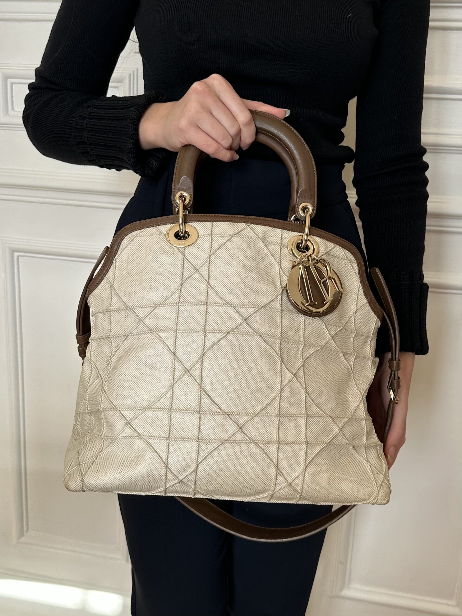 Christian Dior Granville en Cuir, Python et Toile Enduite – Sac Vintage d’Exception