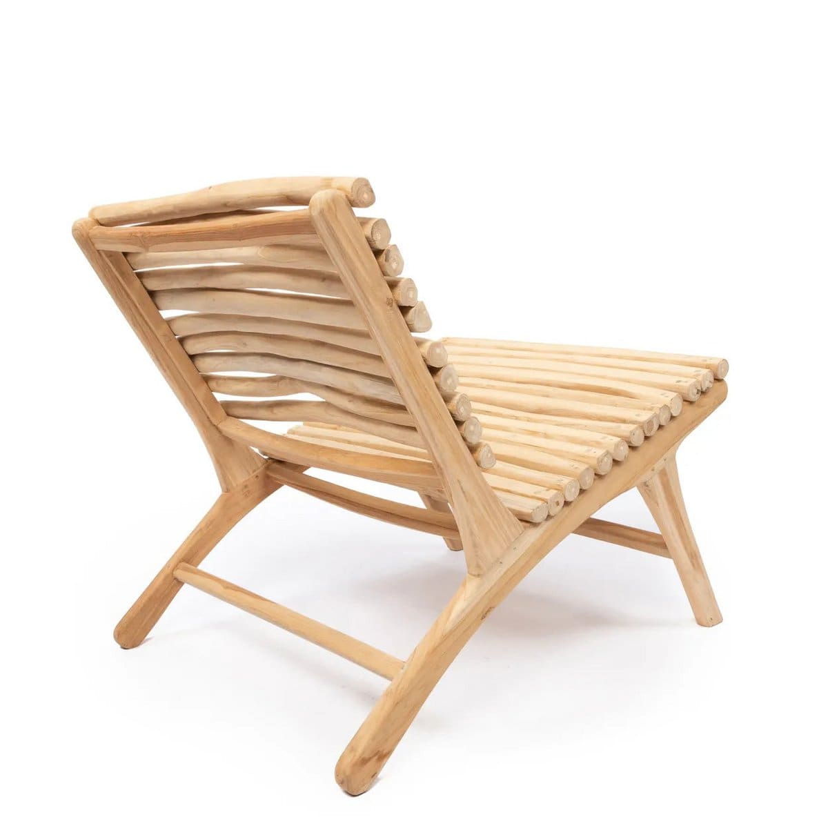 Fauteuil lounge naturel – Teck sculpté à la main, esprit bord de mer