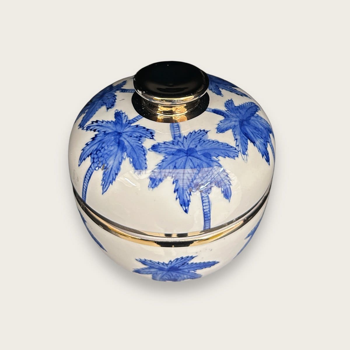 Vase en porcelaine avec bleu de Delft et cocotier (Pour Kitchen Home)