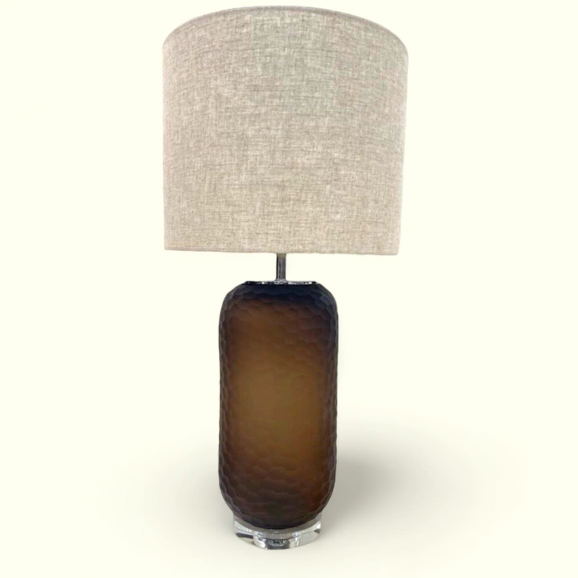 Lampe sculpturale en verre – Coloris chocolat, design contemporain avec LED