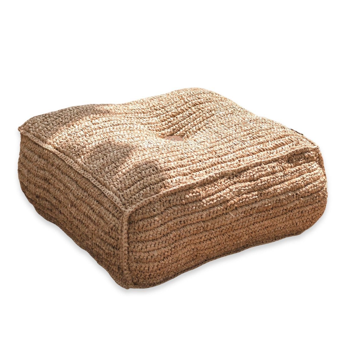 Pouf décoratif en raphia – Padar, design bohème tissé à la main (neuf)