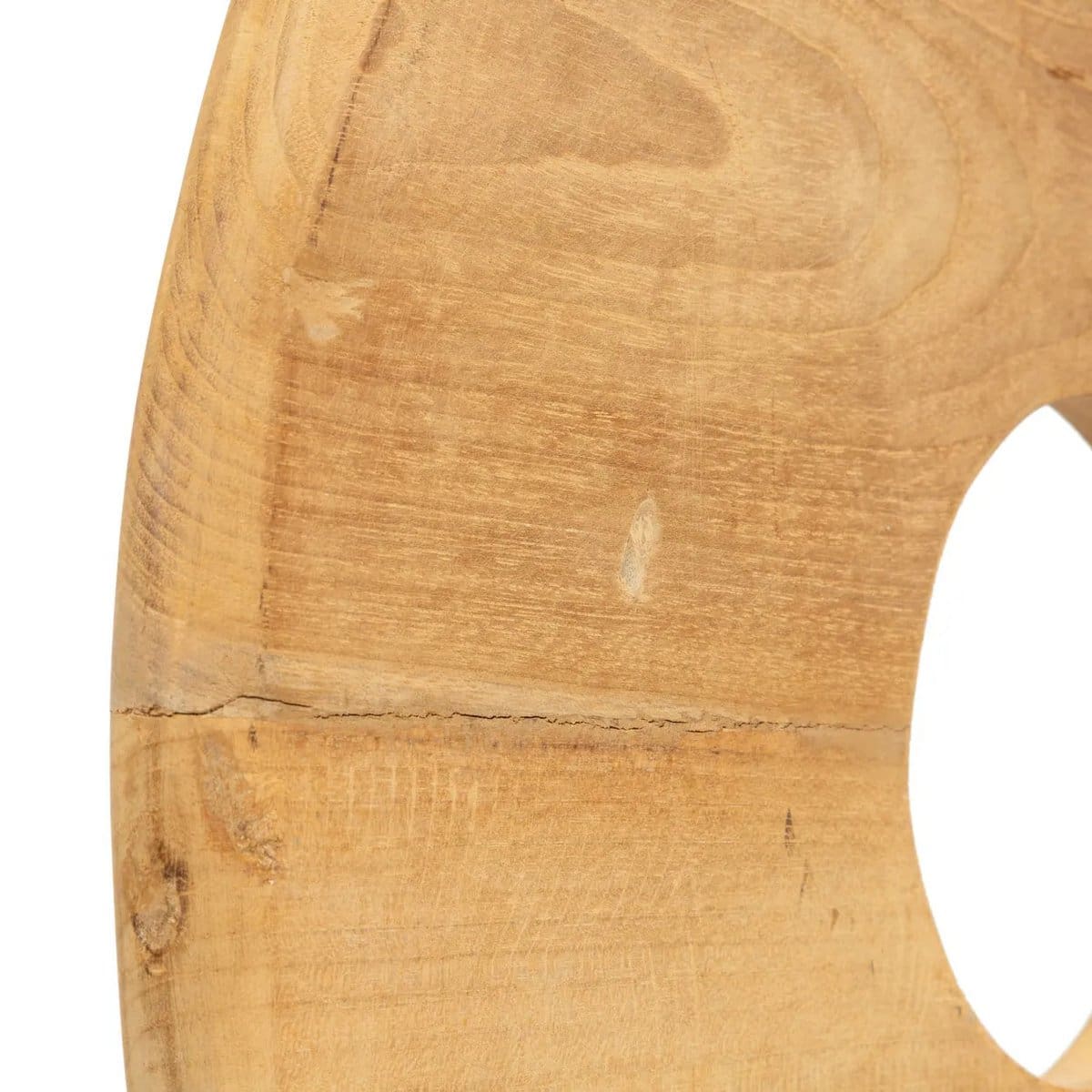 Le Disque en teck – Objet décoratif sur socle métallique noir (taille M, neuf)