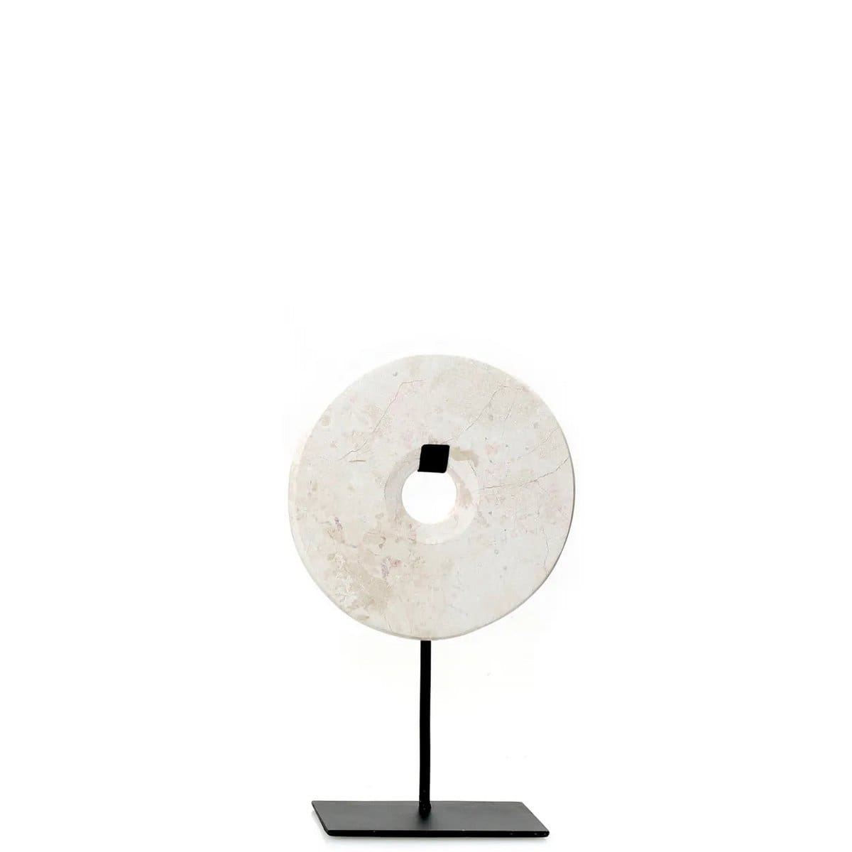 Disque en marbre blanc taille S – Présentoir décoratif raffiné sur socle noir (neuf)