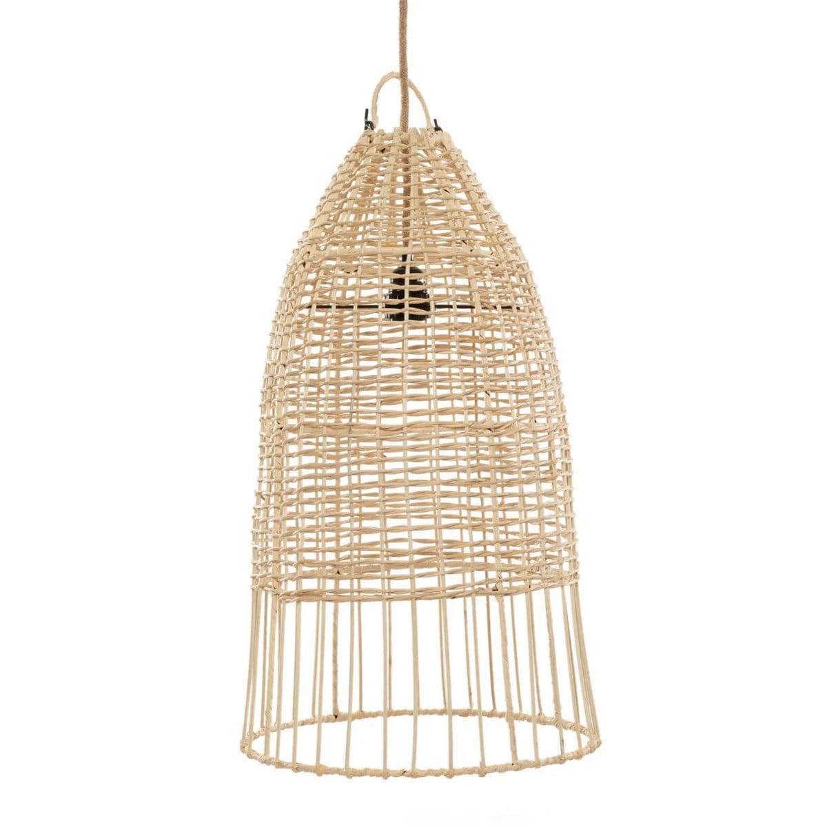 Suspension Elbe en rotin naturel – Tressage artisanal façon cage, taille M (neuf)