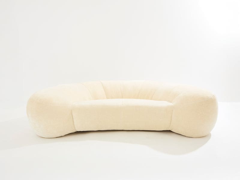 Canapé croissant Raphaël Raffel pour Honoré Paris, velours mohair, années 1970