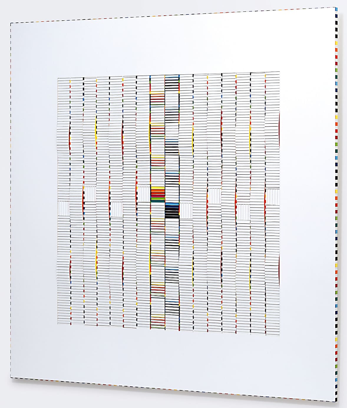 Carré blanc ondulé – Collage géométrique original de Françoise Luciani