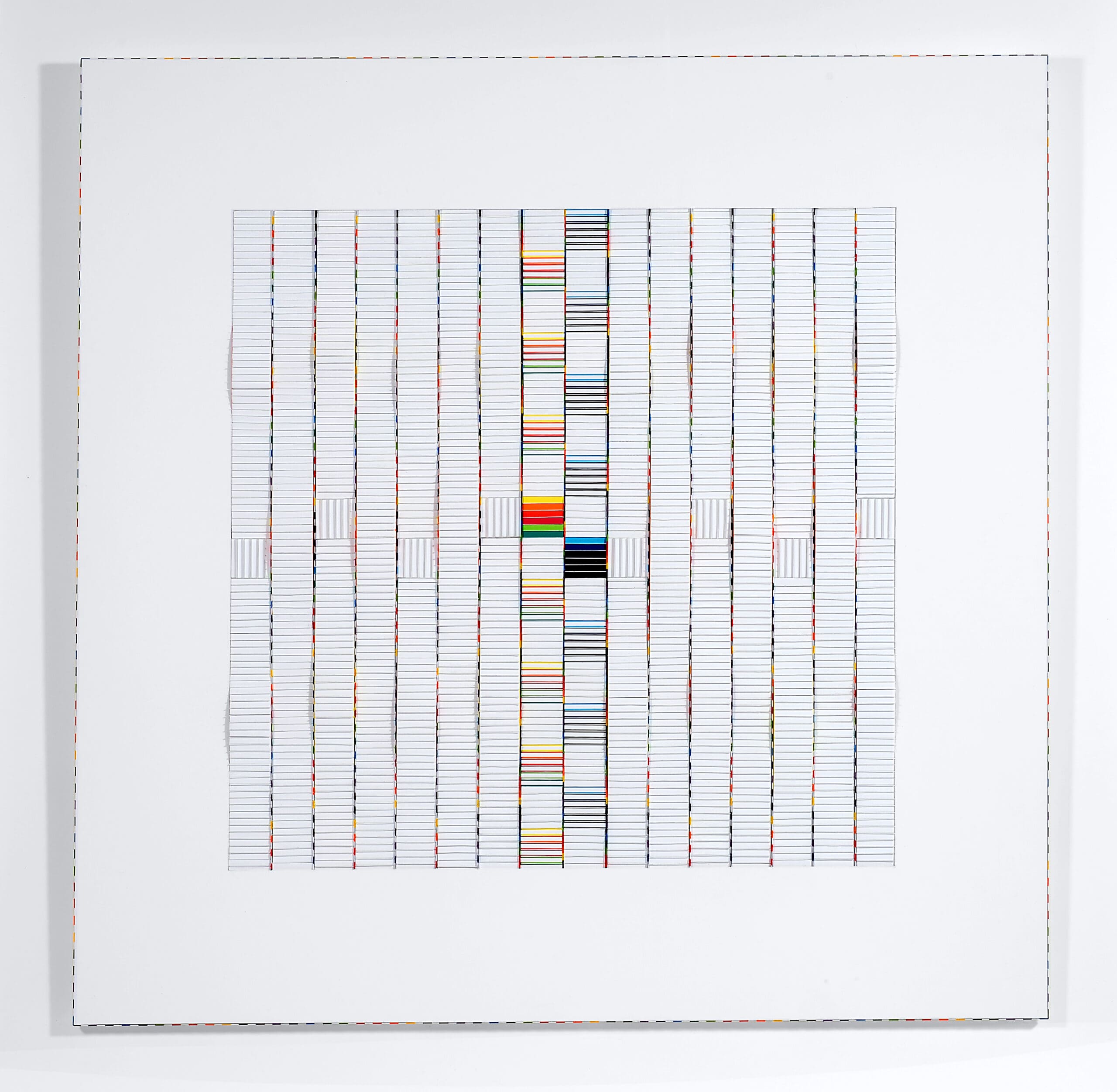 Carré blanc ondulé – Collage géométrique original de Françoise Luciani