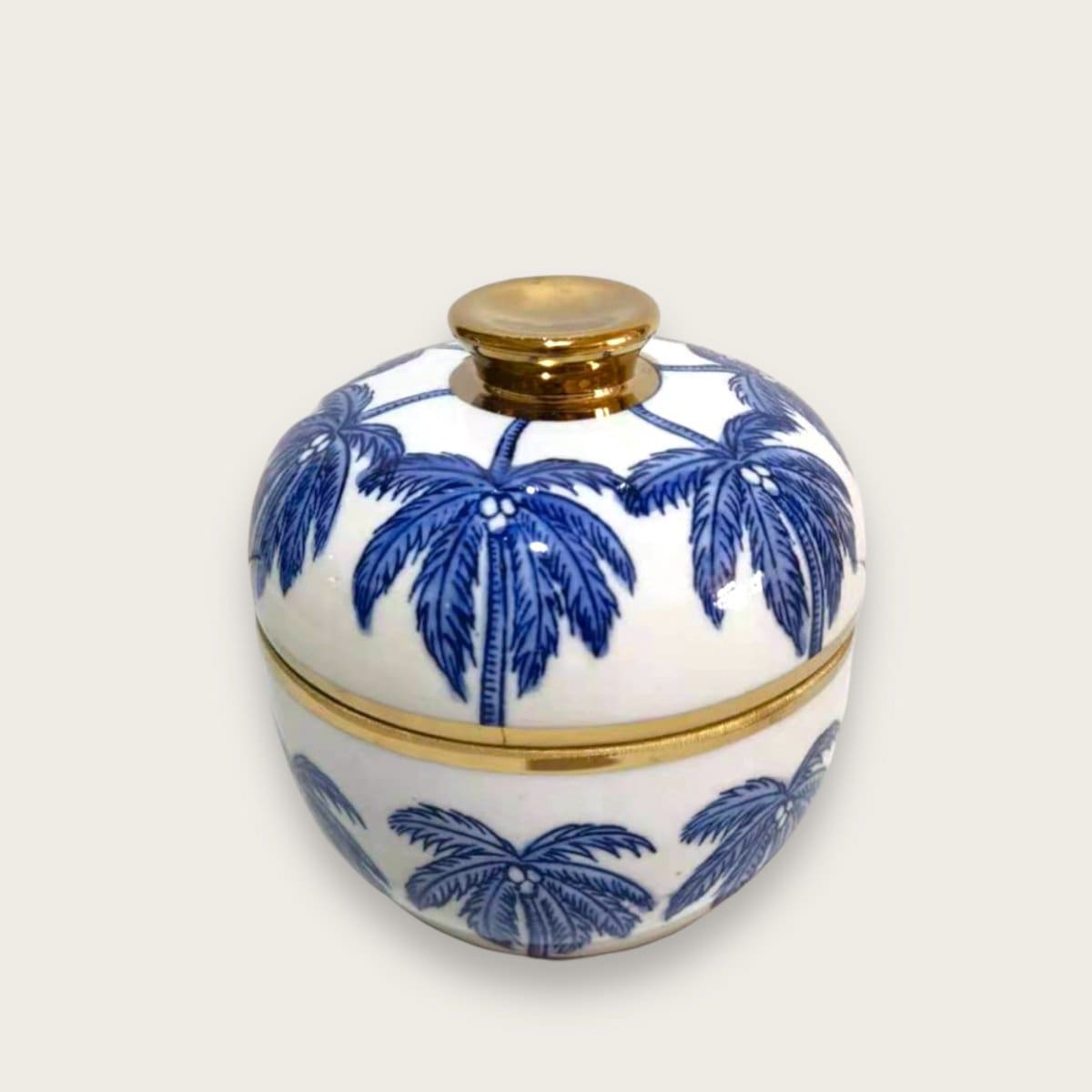 Vase en porcelaine avec bleu de Delft et cocotier (Pour Kitchen Home)
