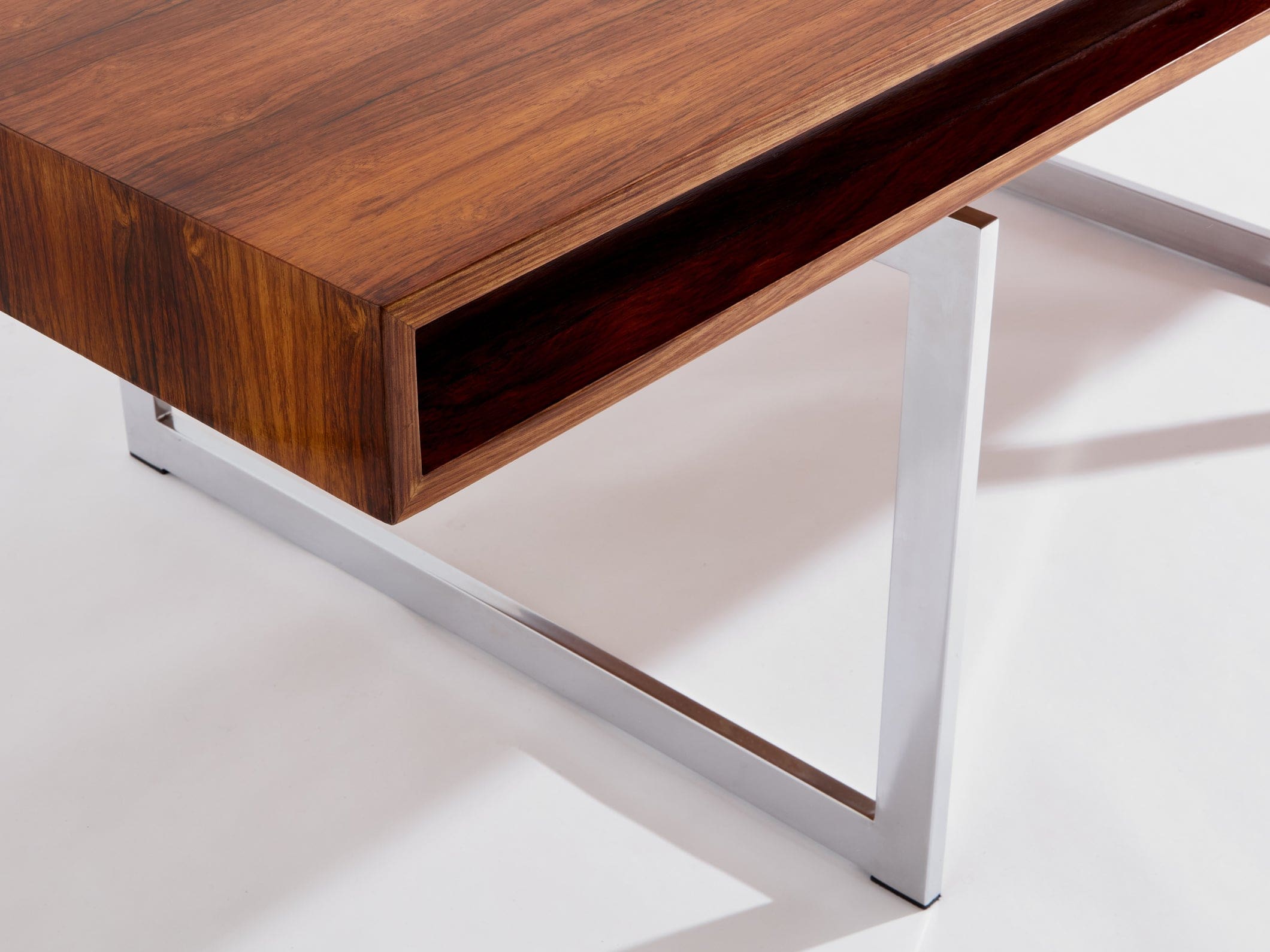 Bureau Bodil Kjaer en palissandre et chrome, Danemark 1960, avec caissons