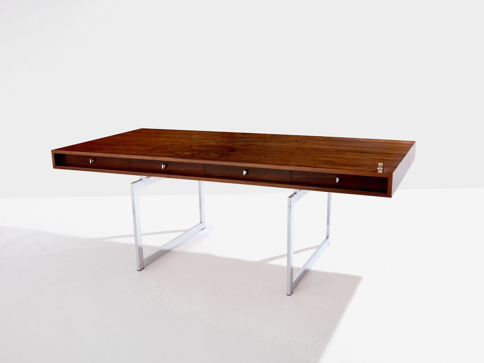 Bureau Bodil Kjaer en palissandre et chrome, Danemark 1960, avec caissons