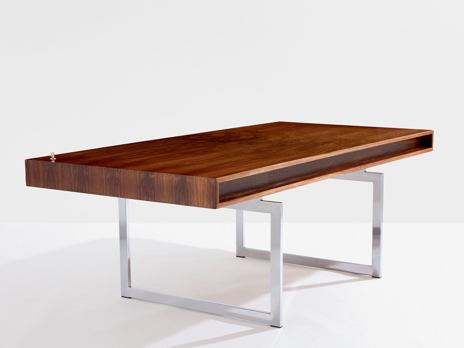 Bureau Bodil Kjaer en palissandre et chrome, Danemark 1960, avec caissons