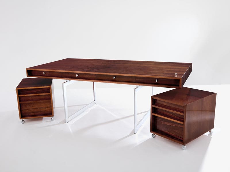 Bureau Bodil Kjaer en palissandre et chrome, Danemark 1960, avec caissons