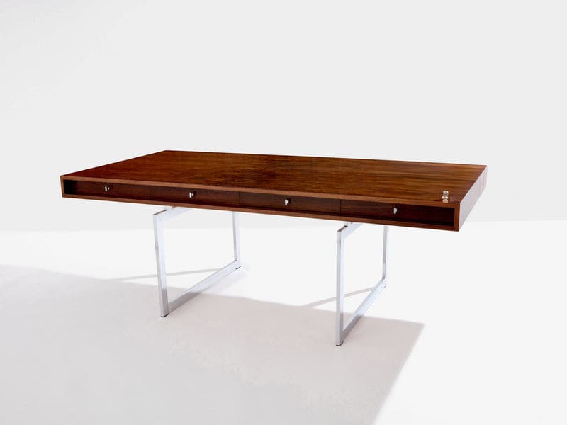 Bureau Bodil Kjaer en palissandre et chrome, Danemark 1960, avec caissons
