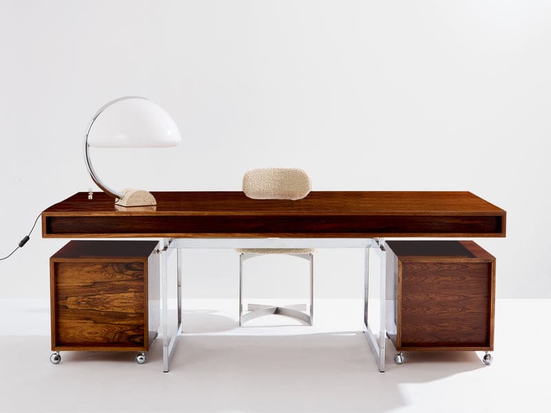 Bureau Bodil Kjaer en palissandre et chrome, Danemark 1960, avec caissons