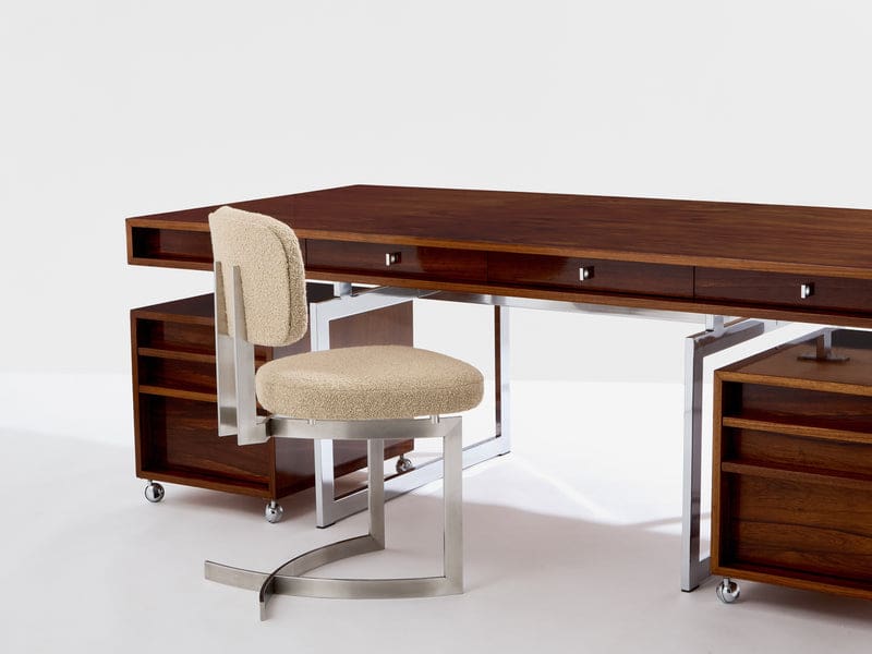 Bureau Bodil Kjaer en palissandre et chrome, Danemark 1960, avec caissons