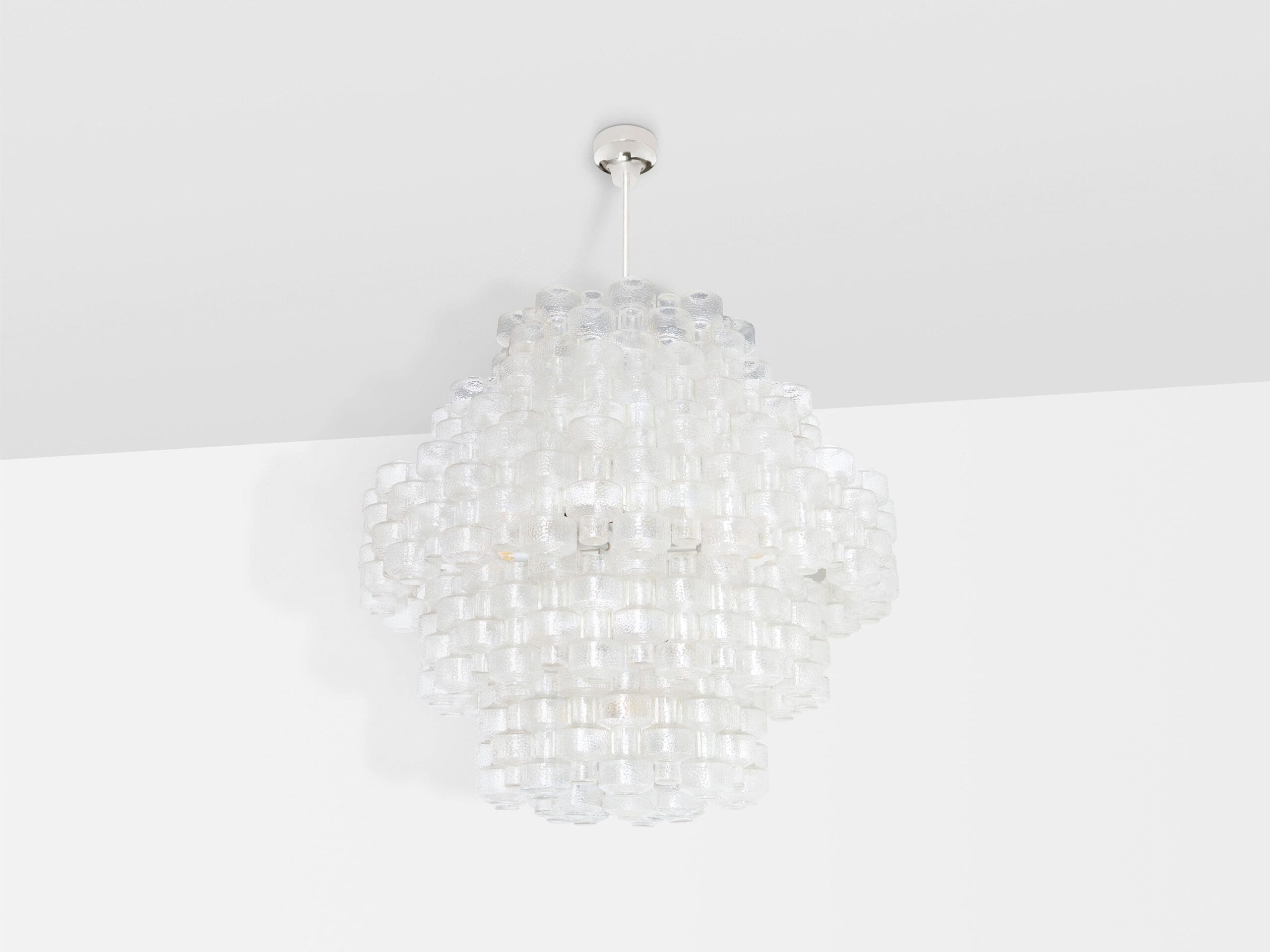 Lustre Gert Nyström modèle Festival, cristal Orrefors, Suède 1960