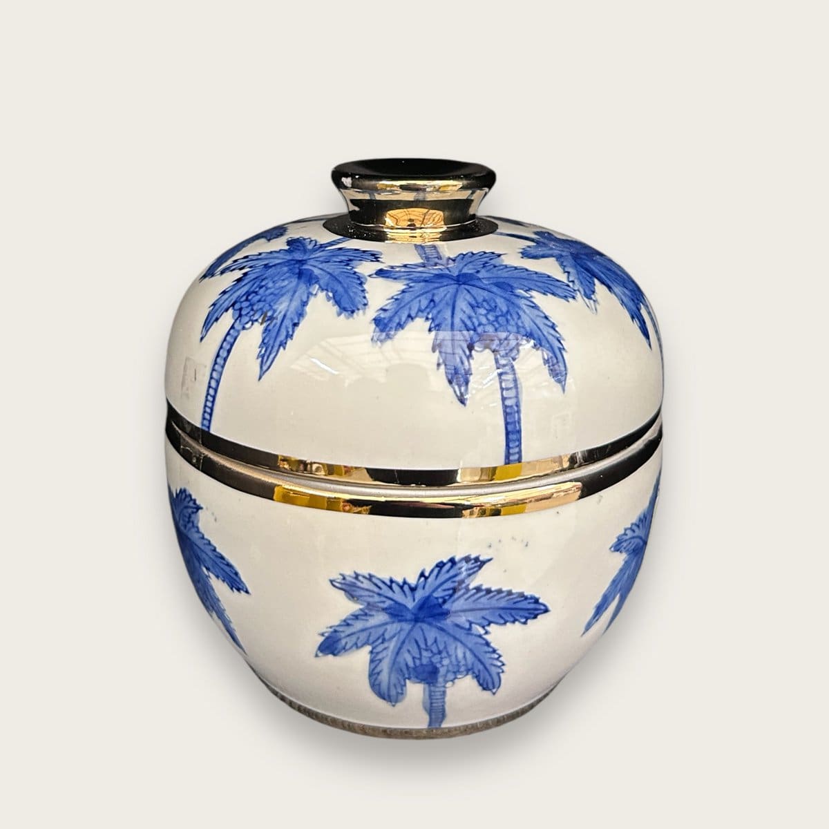 Vase en porcelaine avec bleu de Delft et cocotier (Pour Kitchen Home)