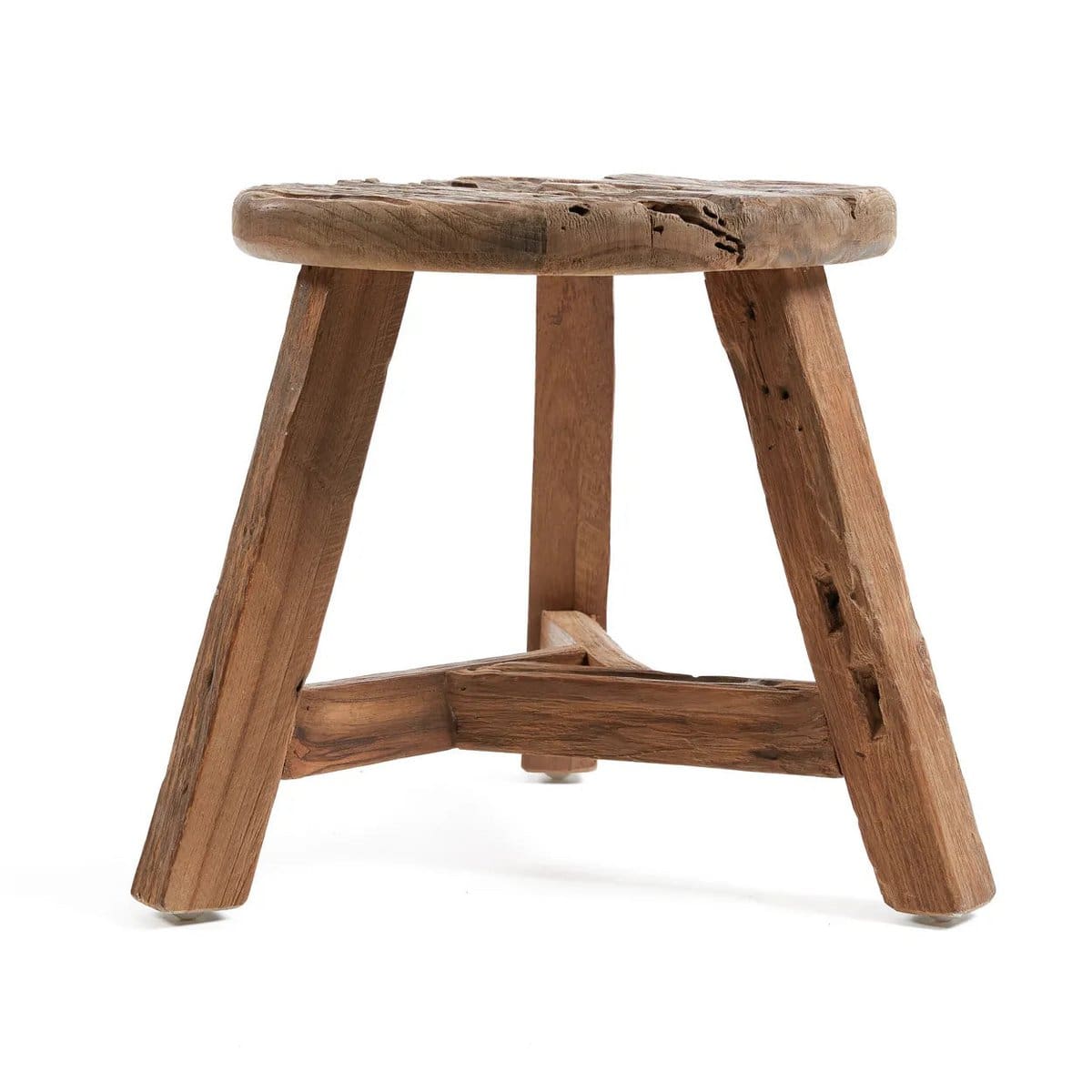 Tabouret en teck recyclé – Modèle Yatai M, pièce artisanale naturelle (neuf)