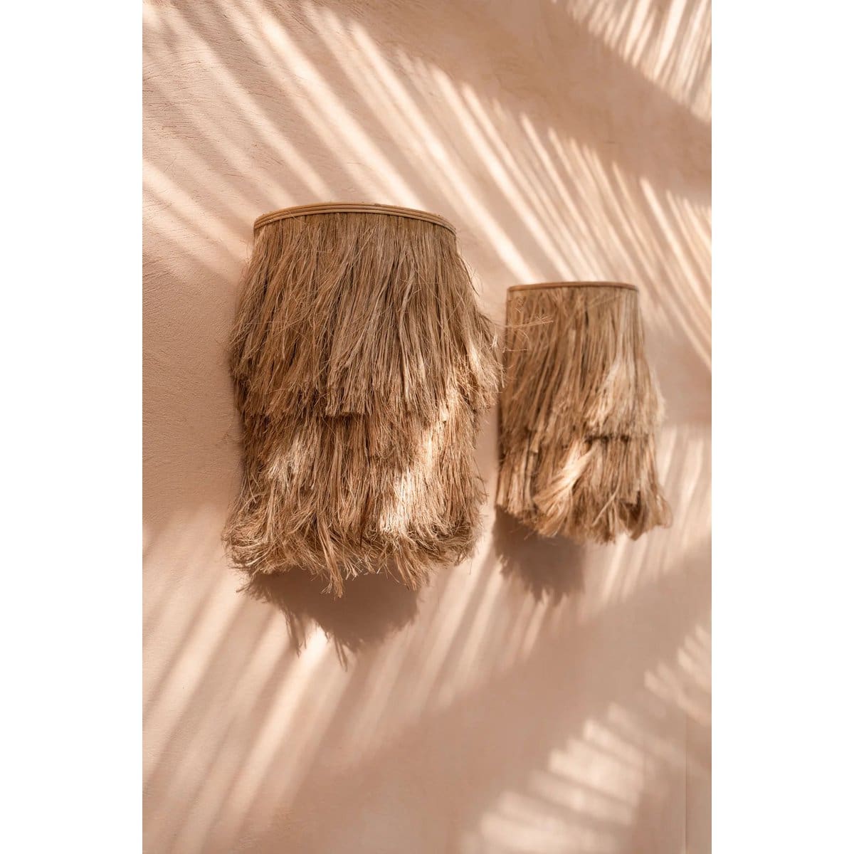 Applique bohème en abaca tressé – Création murale naturelle, taille S, fait main