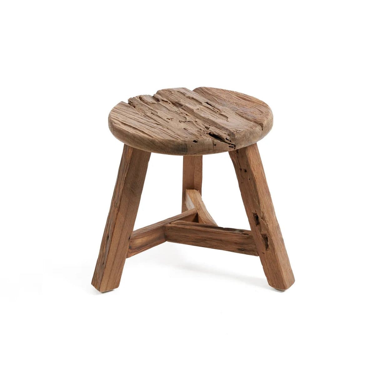 Tabouret en teck recyclé – Modèle Yatai M, pièce artisanale naturelle (neuf)